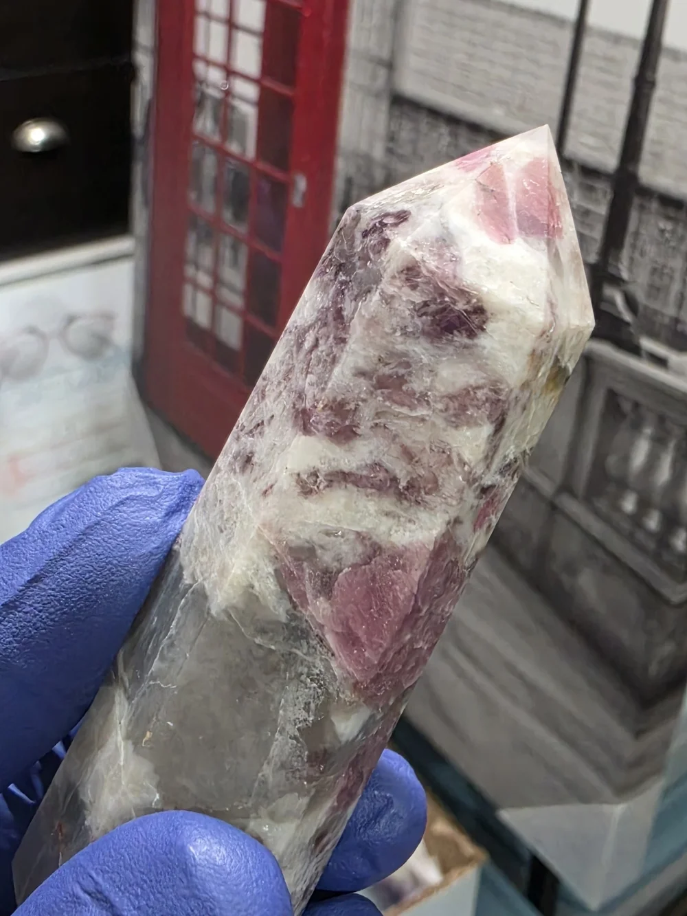 Pink tourmaline tower, also known as a Rubellite tower